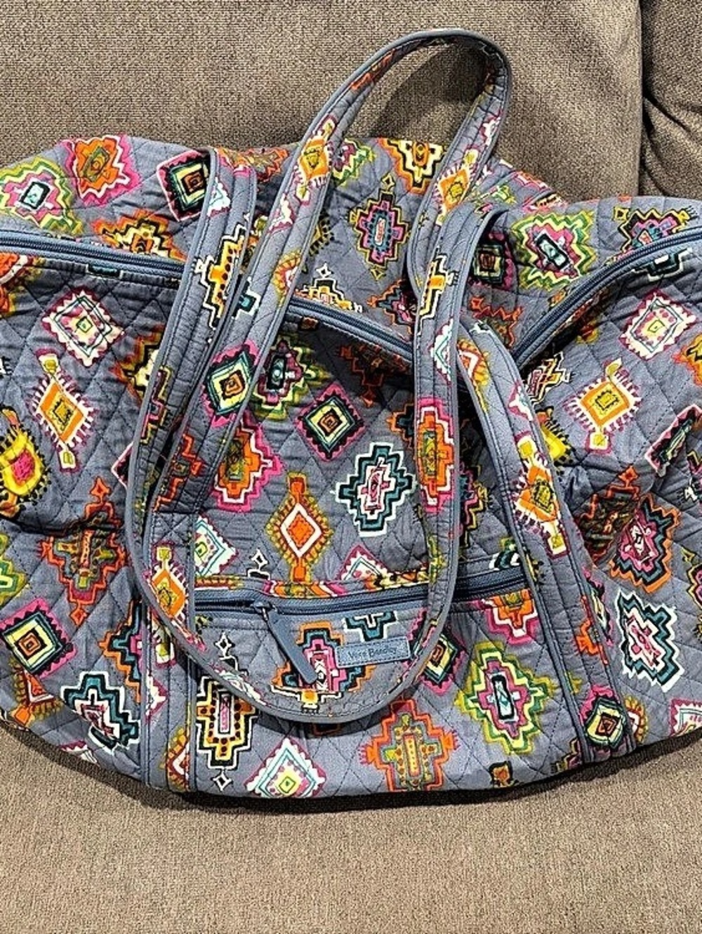 Vera Bradley Large Original Duffel Bag Gray & Multicolor Tote